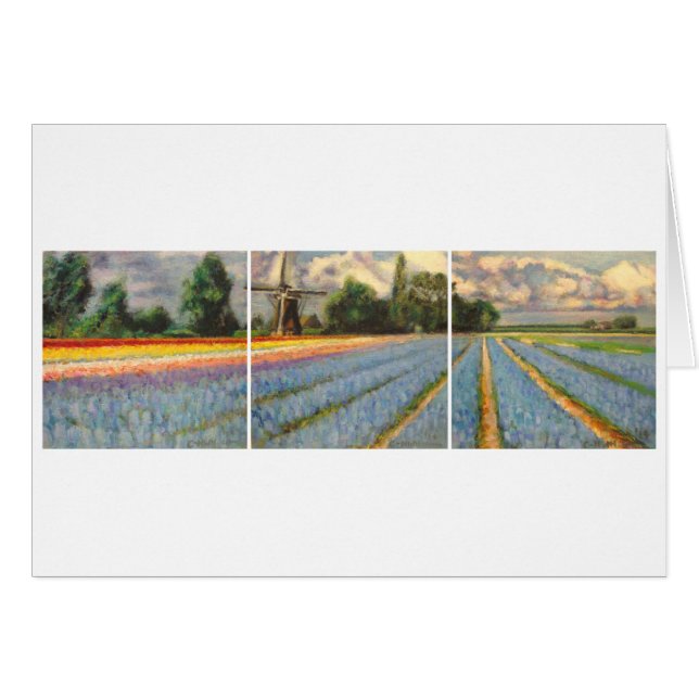 Holland Flower Fields Landscape Painting Triptych (Voorkant Horizontaal)
