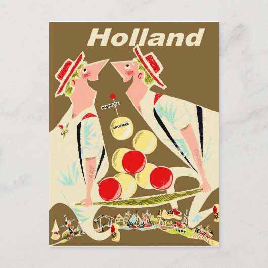 Holland, grappige vintage briefkaart (Voorkant)