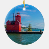 Holland Harbor Lighthouse Keramisch Ornament (Achterkant)