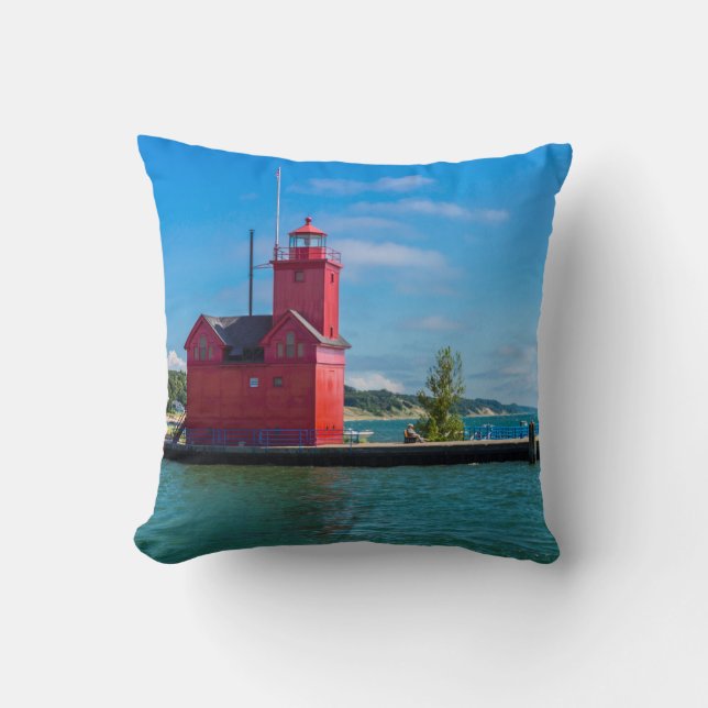 Holland Harbor Lighthouse Kussen (Voorkant)