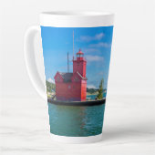 Holland Harbor Lighthouse Latte Mok (Linkerhoek)