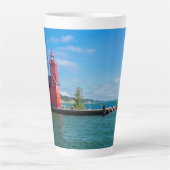 Holland Harbor Lighthouse Latte Mok (Voorkant)