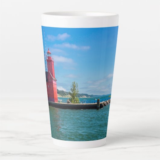 Holland Harbor Lighthouse Latte Mok (Voorkant)