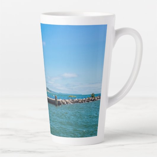 Holland Harbor Lighthouse Latte Mok (Rechts)