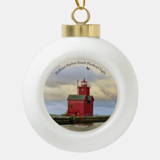 Holland Harbour South Pierhead lichtornament Keramische Bal Ornament (Voorkant)