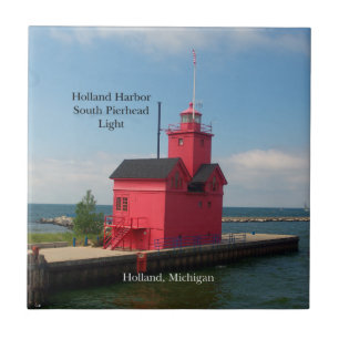 Holland Harbour South Pierhead Light 2011 tile Tegeltje