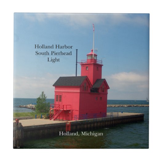 Holland Harbour South Pierhead Light 2011 tile Tegeltje (Voorkant)