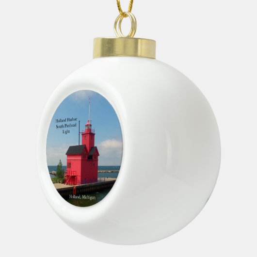 Holland Harbour South Pierhead Light 2015, siervoo Keramische Bal Ornament (Rechts)