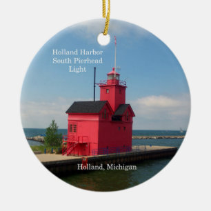 Holland Harbour South Pierhead Light cirkel magnet Keramisch Ornament