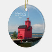 Holland Harbour South Pierhead Light cirkel magnet Keramisch Ornament (Links)