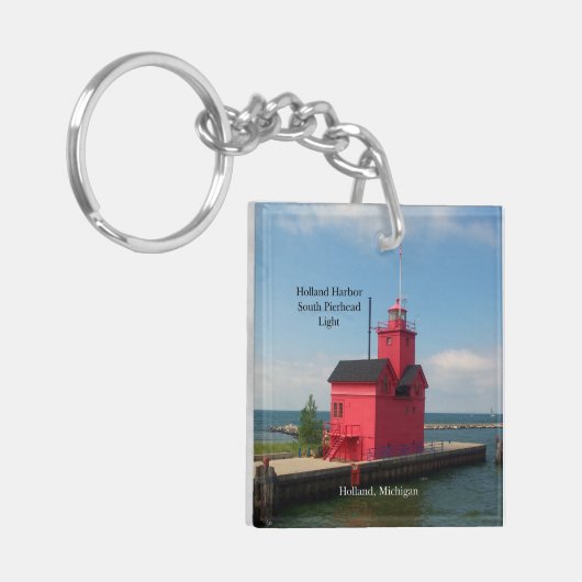 Holland Harbour South Pierhead Light key chain Sleutelhanger (Voorkant Links)