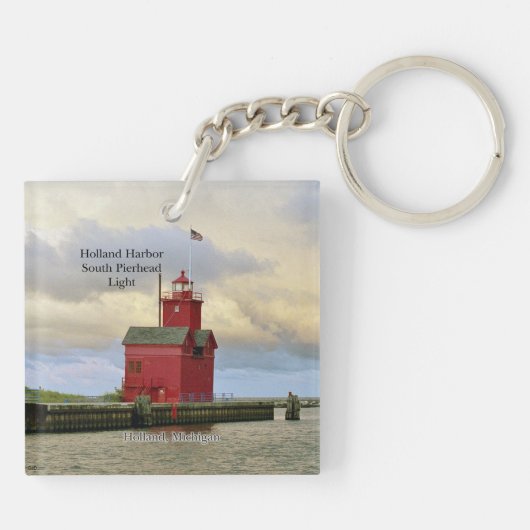Holland Harbour South Pierhead Light key chain Sleutelhanger (Achterkant)