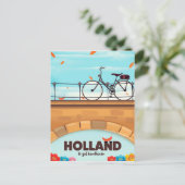 Holland "Ik zal handhaven" Bicycle reisposter. Briefkaart (Staand voorkant)