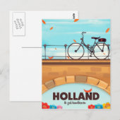 Holland "Ik zal handhaven" Bicycle reisposter. Briefkaart (Voorkant / Achterkant)