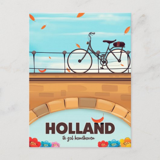 Holland "Ik zal handhaven" Bicycle reisposter. Briefkaart (Voorkant)