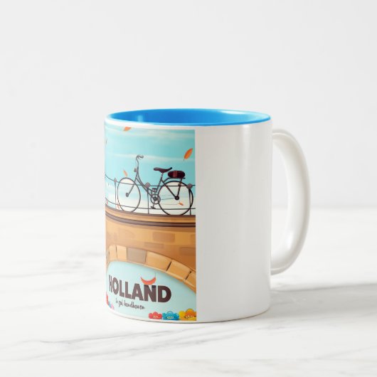 Holland "Ik zal handhaven" Bicycle reisposter. Tweekleurige Koffiemok (Voorkant rechts)