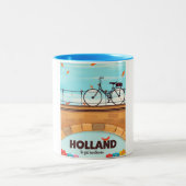 Holland "Ik zal handhaven" Bicycle reisposter. Tweekleurige Koffiemok (Center)