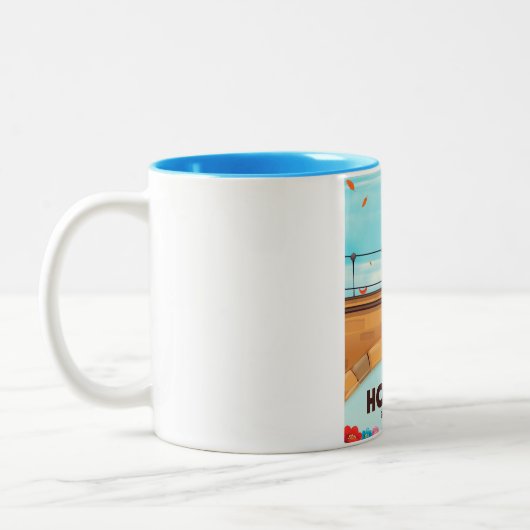 Holland "Ik zal handhaven" Bicycle reisposter. Tweekleurige Koffiemok (Links)