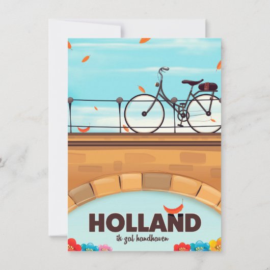 Holland "Ik zal handhaven" Fiets reisposter. Kaart (Achterkant)