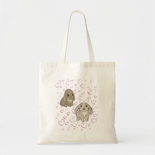 Holland lop bunnies with hearts tote bag (Voorkant)