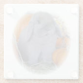 Holland Lop bunny op Glazen Onderzetter (Achterkant)