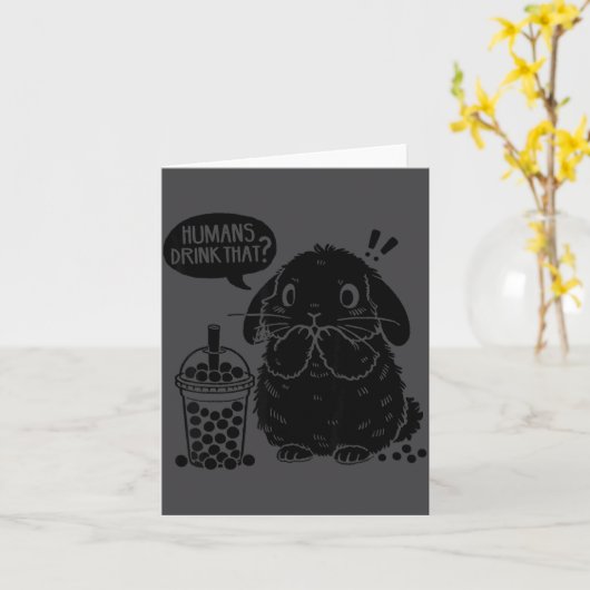 Holland Lop Rabbit And Boba Tea Funny Bunny Bubble Kaart (Gele Bloem)