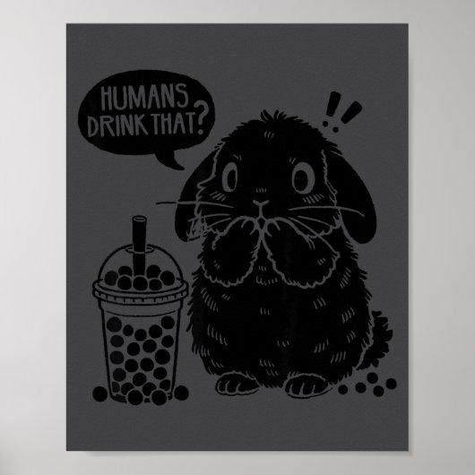 Holland Lop Rabbit And Boba Tea Funny Bunny Bubble Poster (Voorkant)