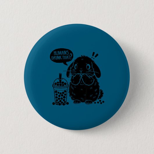 Holland Lop Rabbit And Boba Tea Funny Bunny Bubble Ronde Button 5,7 Cm (Voorkant)