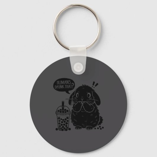Holland Lop Rabbit And Boba Tea Funny Bunny Bubble Sleutelhanger (Voorkant)
