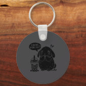 Holland Lop Rabbit And Boba Tea Funny Bunny Bubble Sleutelhanger (Voorkant)