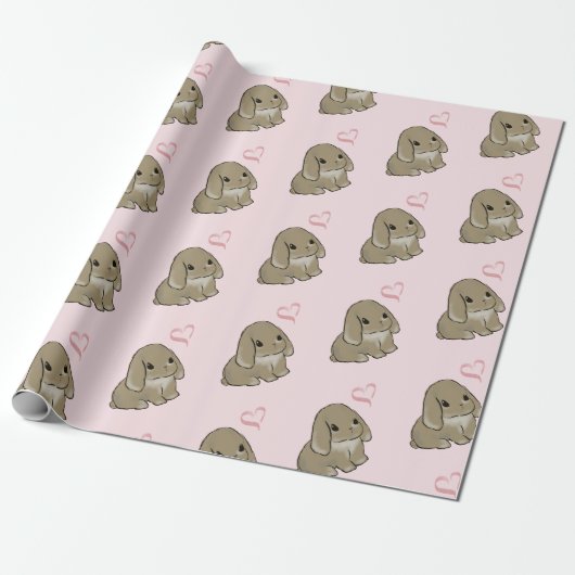 Holland lop with heart  cadeaupapier (Uitgerold)