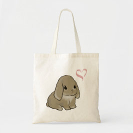 Holland lop with heart tote bag