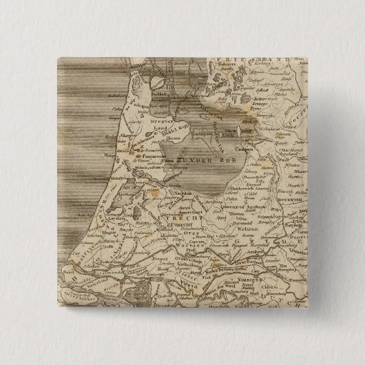 Holland Map door Arrowsmith Vierkante Button 5,1 Cm (Voorkant)