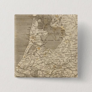 Holland Map door Arrowsmith Vierkante Button 5,1 Cm