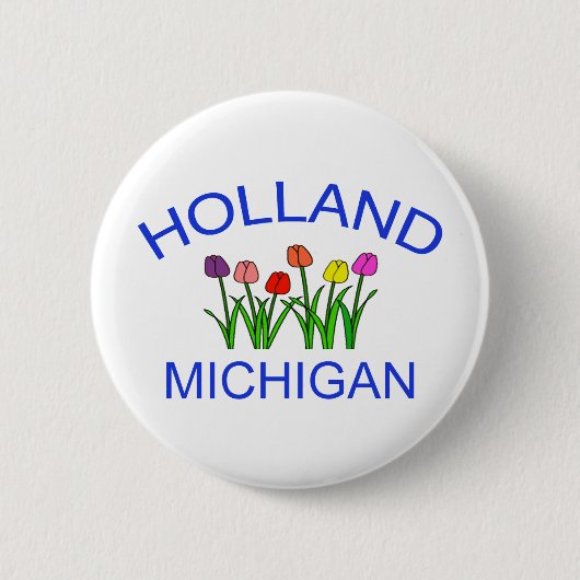 Holland, MI - m/Tulips Ronde Button 5,7 Cm (Voorkant)