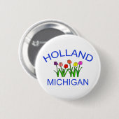 Holland, MI - m/Tulips Ronde Button 5,7 Cm (Voorkant /achterkant)