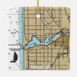 Holland MI Nautical Chart Keramisch Ornament