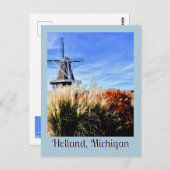 HOLLAND, MICHIANG WINDMOLEN SIERGRAS, BLOEMEN BRIEFKAART (Voorkant / Achterkant)