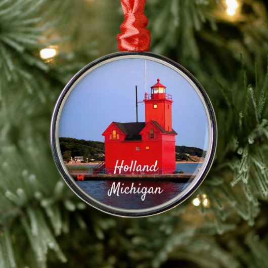 Holland Michigan Lighthouse CUSTOM Metalen Ornament (Boom)