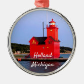 Holland Michigan Lighthouse CUSTOM Metalen Ornament (Voorkant)