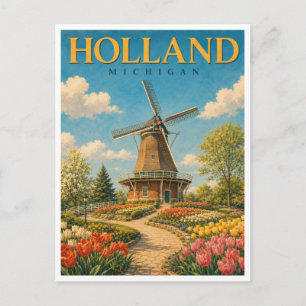 Holland Michigan Nederlandse Windmolen GeoSaga Briefkaart