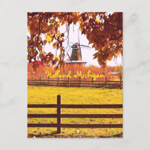 HOLLAND, MICHIGAN, WINDMOLEN EN HERFST KLEUREN BRIEFKAART