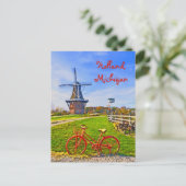 Holland, Michigan/Windmolen, fiets, herfstkleuren Briefkaart (Staand voorkant)