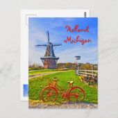 Holland, Michigan/Windmolen, fiets, herfstkleuren Briefkaart (Voorkant / Achterkant)