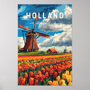 Holland Nederland Reis Kunst Vintage Poster