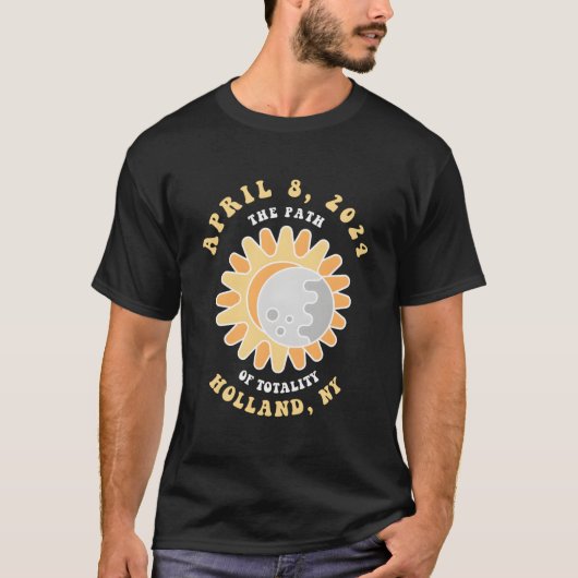 Holland New York Solar Eclipse April 8 2024 T-shirt (Voorkant)