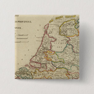 Holland of de zeven Verenigde provincies Vierkante Button 5,1 Cm