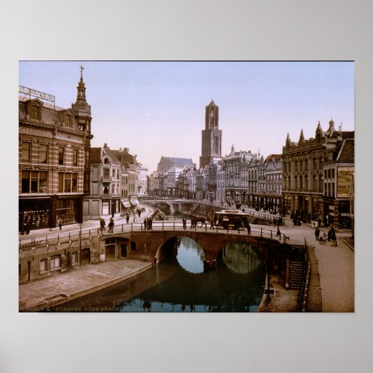 Holland, Oude Gracht Bakkerburg, Utrecht Poster (Voorkant)