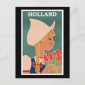 Holland, oude poster, Nederlands meisje met tulpen Briefkaart (Voorkant)