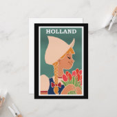 Holland, oude poster, Nederlands meisje met tulpen Kaart (Voorkant / Achterkant in situ)
